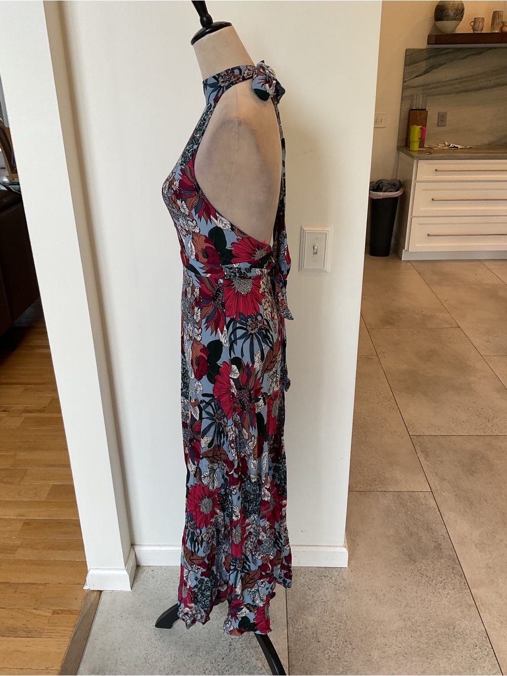 Lulu's Blue Maxi Dress with Red Floral Print - Picture 8 of 9